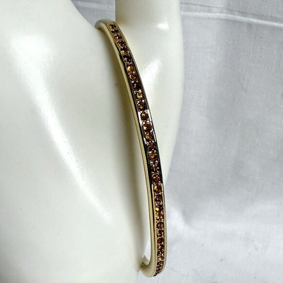 Vintage Monet Gold Tone Rhinestone Bangle Bracelet 1980s-1990s Signed - Picture 3 of 8